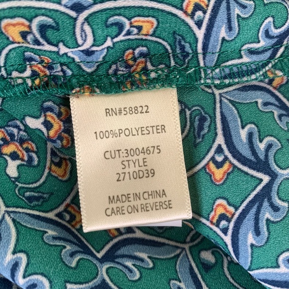 Max Studio Womens Medium Print‎ Casual Shirt  Button Up Short Sleeve Coastal NWT - Picture 6 of 8